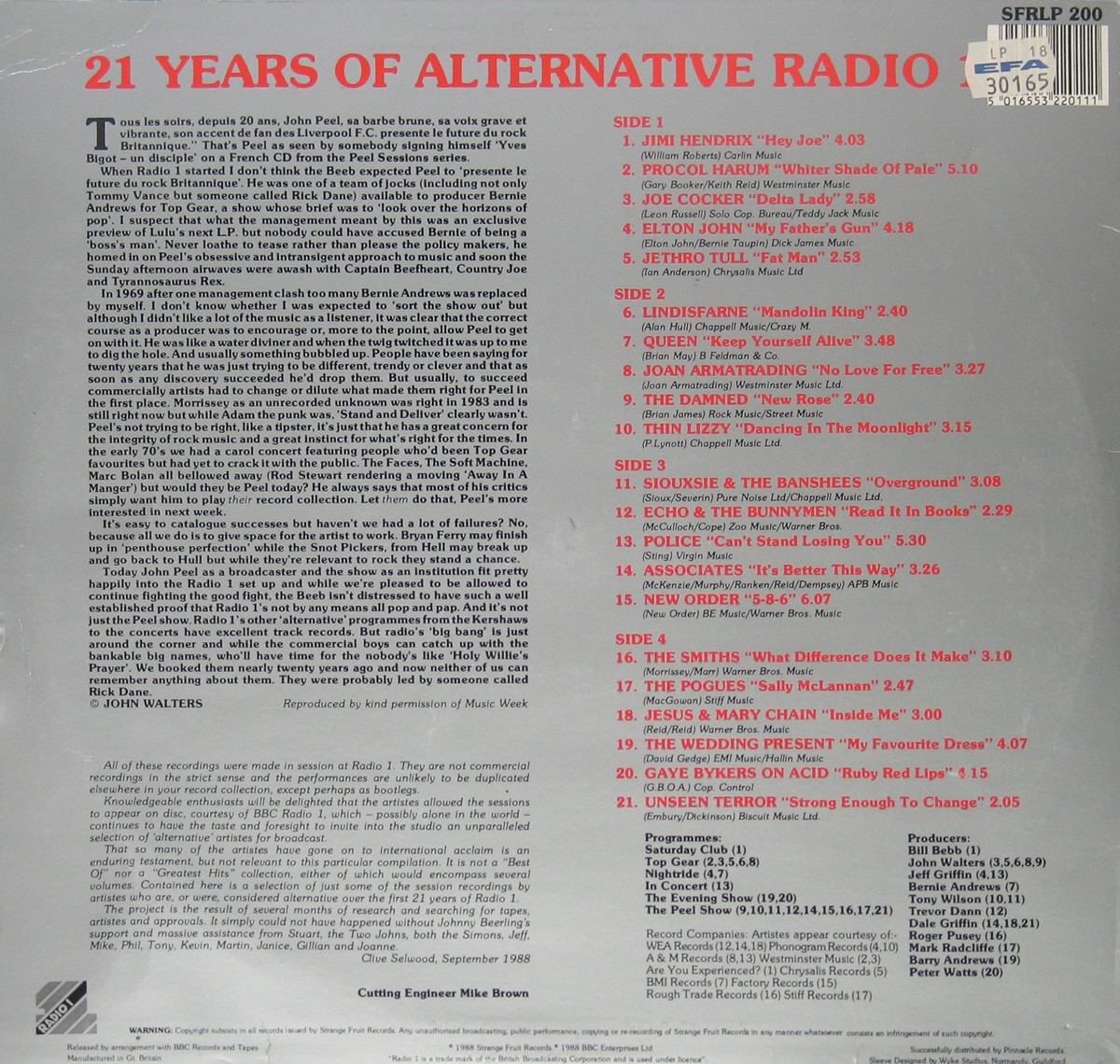 21 Years of Alternative Radio 1 Strange Fruit BBC Live Recordings John Peel